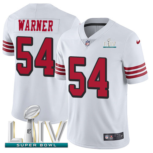 San Francisco 49ers Nike #54 Fred Warner White Super Bowl LIV 2020 Rush Men Stitched NFL Vapor Untouchable Limited Jersey->youth nfl jersey->Youth Jersey